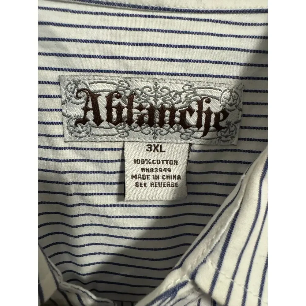 Vintage Ablanche men’s 3X military style blue & white shirt like new.